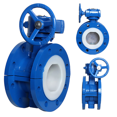 Станковый турбинный клапан с фланцами, полностью покрытый PTFE, для промышленной эксплуатации