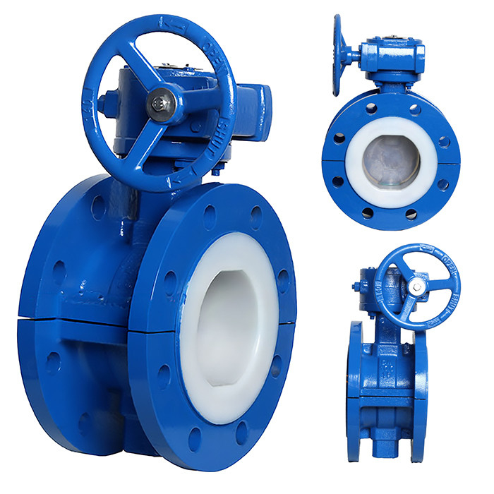 Станковый турбинный клапан с фланцами, полностью покрытый PTFE, для промышленной эксплуатации